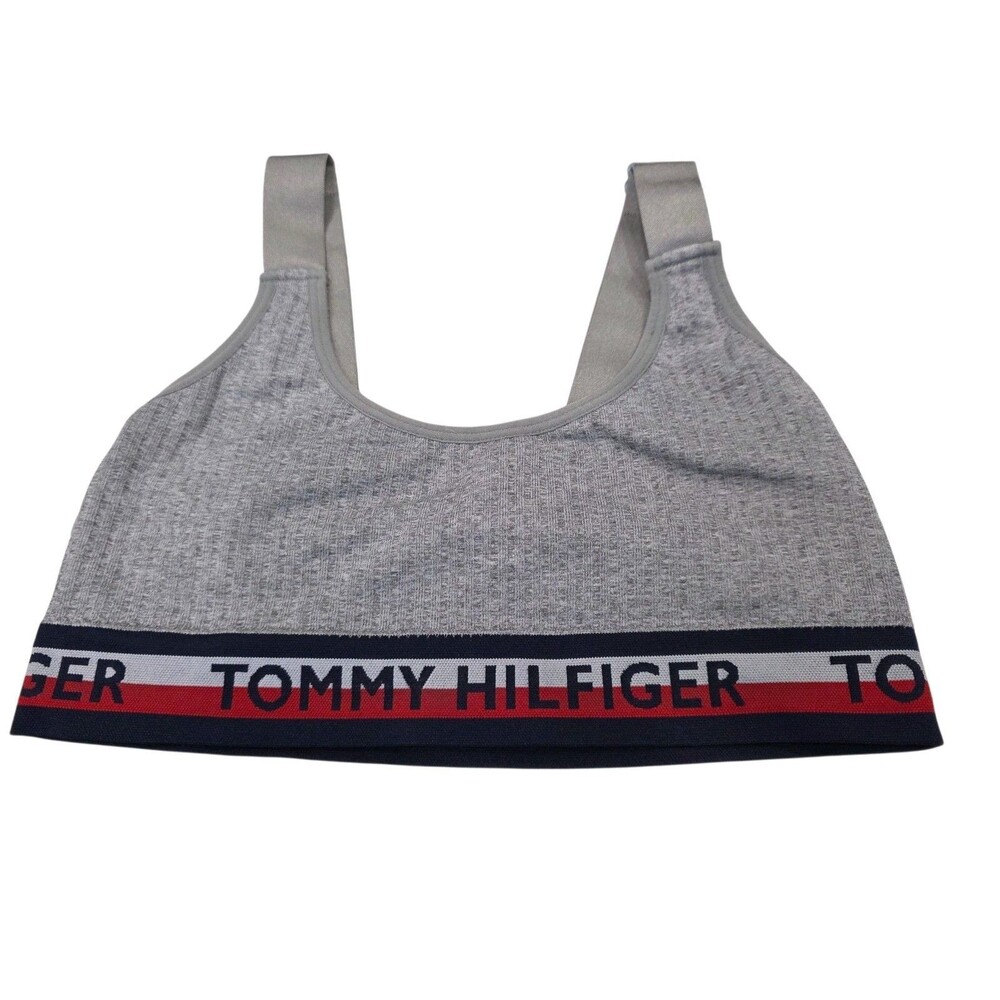 Tommy Hilfiger Women's Navy Blue & Red Striped Bra W Straps Heavy Duty Small